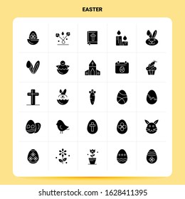 Solid 25 Easter Icon set. Vector Glyph Style Design Black Icons Set. Web and Mobile Business ideas design Vector Illustration.