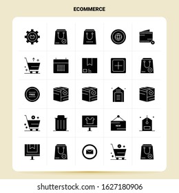 Solid 25 ECommerce Icon set. Vector Glyph Style Design Black Icons Set. Web and Mobile Business ideas design Vector Illustration.