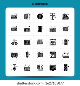 Solid 25 Electronics Icon set. Vector Glyph Style Design Black Icons Set. Web and Mobile Business ideas design Vector Illustration.