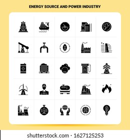 Solid 25 Energy Source And Power Industry Icon set. Vector Glyph Style Design Black Icons Set. Web and Mobile Business ideas design Vector Illustration.