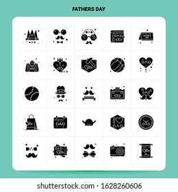 Solid 25 Fathers Day Icon set. Vector Glyph Style Design Black Icons Set. Web and Mobile Business ideas design Vector Illustration.