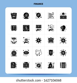 Solid 25 Finance Icon set. Vector Glyph Style Design Black Icons Set. Web and Mobile Business ideas design Vector Illustration.