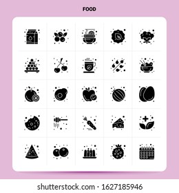 Solid 25 Food Icon set. Vector Glyph Style Design Black Icons Set. Web and Mobile Business ideas design Vector Illustration.