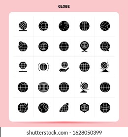 Solid 25 Globe Icon set. Vector Glyph Style Design Black Icons Set. Web and Mobile Business ideas design Vector Illustration.