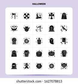 Solid 25 Halloween Icon set. Vector Glyph Style Design Black Icons Set. Web and Mobile Business ideas design Vector Illustration.