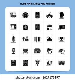 Solid 25 Home Appliances And Kitchen Icon set. Vector Glyph Style Design Black Icons Set. Web and Mobile Business ideas design Vector Illustration.