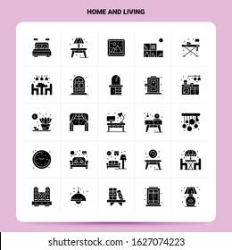 Solid 25 Home And Living Icon set. Vector Glyph Style Design Black Icons Set. Web and Mobile Business ideas design Vector Illustration.