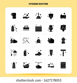 Solid 25 Hygiene Routine Icon set. Vector Glyph Style Design Black Icons Set. Web and Mobile Business ideas design Vector Illustration.