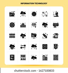 Solid 25 Information Technology Icon set. Vector Glyph Style Design Black Icons Set. Web and Mobile Business ideas design Vector Illustration.