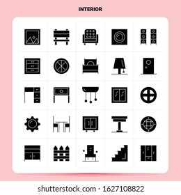 Solid 25 Interior Icon set. Vector Glyph Style Design Black Icons Set. Web and Mobile Business ideas design Vector Illustration.