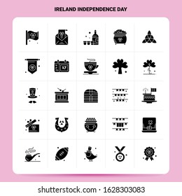 Solid 25 Ireland Independence Day Icon set. Vector Glyph Style Design Black Icons Set. Web and Mobile Business ideas design Vector Illustration.