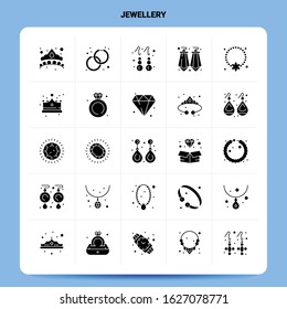 Solid 25 Jewellery Icon set. Vector Glyph Style Design Black Icons Set. Web and Mobile Business ideas design Vector Illustration.