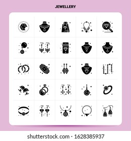 Solid 25 Jewellery Icon set. Vector Glyph Style Design Black Icons Set. Web and Mobile Business ideas design Vector Illustration.