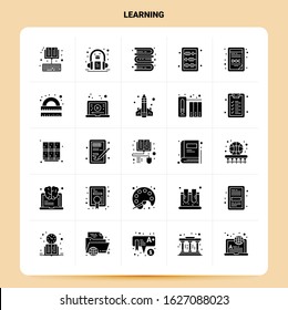 Solid 25 Learning Icon set. Vector Glyph Style Design Black Icons Set. Web and Mobile Business ideas design Vector Illustration.