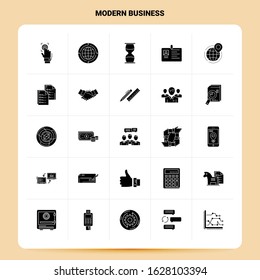 Solid 25 Modern Business Icon set. Vector Glyph Style Design Black Icons Set. Web and Mobile Business ideas design Vector Illustration.