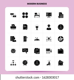 Solid 25 Modern Business Icon set. Vector Glyph Style Design Black Icons Set. Web and Mobile Business ideas design Vector Illustration.