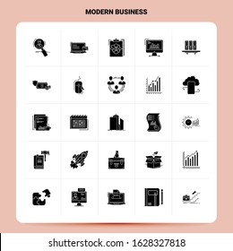 Solid 25 Modern Business Icon set. Vector Glyph Style Design Black Icons Set. Web and Mobile Business ideas design Vector Illustration.