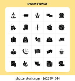 Solid 25 Modern Business Icon set. Vector Glyph Style Design Black Icons Set. Web and Mobile Business ideas design Vector Illustration.