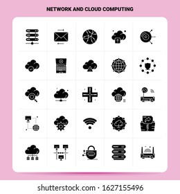 Solid 25 Network And Cloud Computing Icon set. Vector Glyph Style Design Black Icons Set. Web and Mobile Business ideas design Vector Illustration.