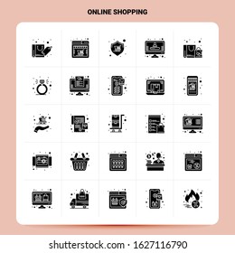 Solid 25 Online Shopping Icon set. Vector Glyph Style Design Black Icons Set. Web and Mobile Business ideas design Vector Illustration.