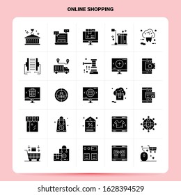 Solid 25 Online Shopping Icon set. Vector Glyph Style Design Black Icons Set. Web and Mobile Business ideas design Vector Illustration.
