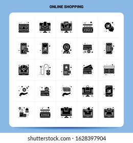 Solid 25 Online Shopping Icon set. Vector Glyph Style Design Black Icons Set. Web and Mobile Business ideas design Vector Illustration.