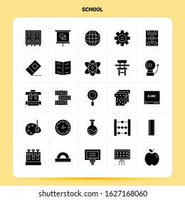 Solid 25 School Icon set. Vector Glyph Style Design Black Icons Set. Web and Mobile Business ideas design Vector Illustration.