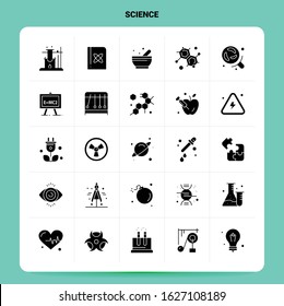 Solid 25 Science Icon set. Vector Glyph Style Design Black Icons Set. Web and Mobile Business ideas design Vector Illustration.