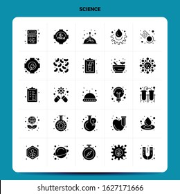 Solid 25 Science Icon set. Vector Glyph Style Design Black Icons Set. Web and Mobile Business ideas design Vector Illustration.
