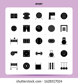 Solid 25 Sport Icon set. Vector Glyph Style Design Black Icons Set. Web and Mobile Business ideas design Vector Illustration.