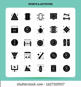 Solid 25 Sports & Activities Icon set. Vector Glyph Style Design Black Icons Set. Web and Mobile Business ideas design Vector Illustration.