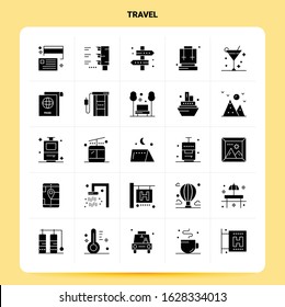 Solid 25 Travel Icon set. Vector Glyph Style Design Black Icons Set. Web and Mobile Business ideas design Vector Illustration.