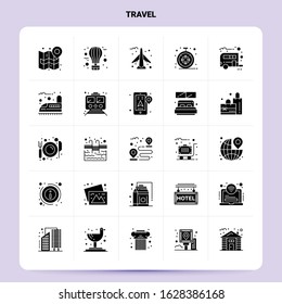 Solid 25 Travel Icon set. Vector Glyph Style Design Black Icons Set. Web and Mobile Business ideas design Vector Illustration.