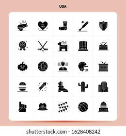 Solid 25 Usa Icon set. Vector Glyph Style Design Black Icons Set. Web and Mobile Business ideas design Vector Illustration.