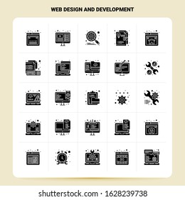 Solid 25 Web Design And Development Icon set. Vector Glyph Style Design Black Icons Set. Web and Mobile Business ideas design Vector Illustration.