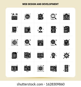 Solid 25 Web Design And Development Icon set. Vector Glyph Style Design Black Icons Set. Web and Mobile Business ideas design Vector Illustration.