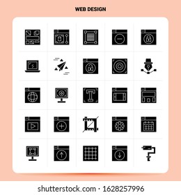 Solid 25 Web Design Icon set. Vector Glyph Style Design Black Icons Set. Web and Mobile Business ideas design Vector Illustration.