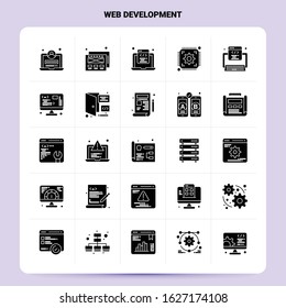 Solid 25 Web Development Icon set. Vector Glyph Style Design Black Icons Set. Web and Mobile Business ideas design Vector Illustration.