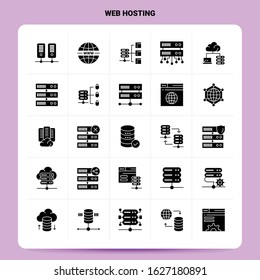 Solid 25 Web Hosting Icon set. Vector Glyph Style Design Black Icons Set. Web and Mobile Business ideas design Vector Illustration.