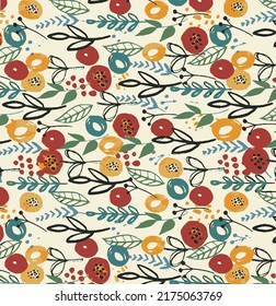 a solid abstract multicolor cartoon flowers with medium color tone vector illustration full all-over textile design digital image