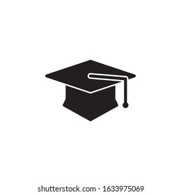 Solid academy hat icon. university graduation cap icon