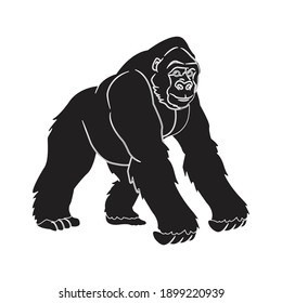 Solid Animal Gorilla Icon Vector Illustration