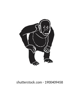 solid animal orangutan icon vector illustration