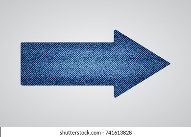 Solid arrow with denim texture, vector banner for your design, text, advertisement.