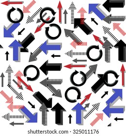 
Solid arrows on a white background. Pattern of objects in 3 D.