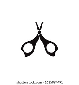 Solid baby scissors icon, baby scissors eps symbol. Safe scissors for childcare. Small baby nail scissors.