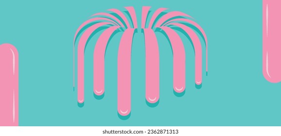 Solid background of donut with pink and green stripes element