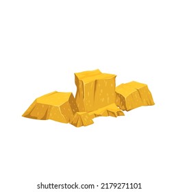 Solid beeswax vector illustration. Cartoon isolated natural yellow wax pieces produced by honey bees, raw organic material and ingredient of handmade lip balm and candles, aromatherapy and lubricant