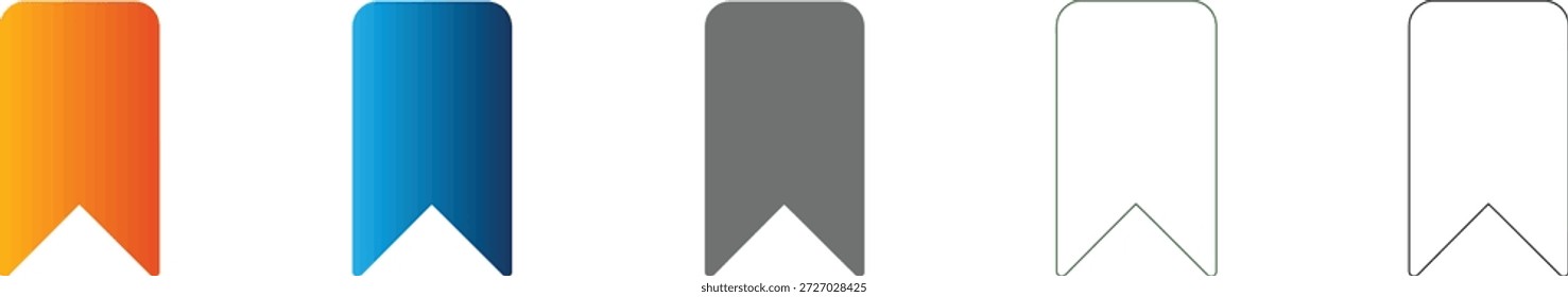 Farbbandsymbol eines durchgezogenen schwarzen Lesezeichens aus einem einheitlichen Symbolsatz, Vektorgrafik, einzeln auf Weiß.