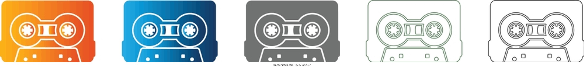 Solides schwarzes Boombox-Symbol einzeln auf verschiedenen farbigen Hintergründen, Teil eines einheitlichen flachen Symbolsatzes.